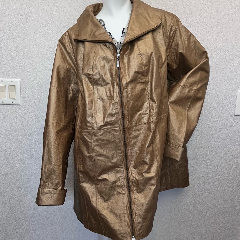 New Vtg Roaman’s Women 24W Jacket metallic sheen zip Parallel Panels Wide Lapel